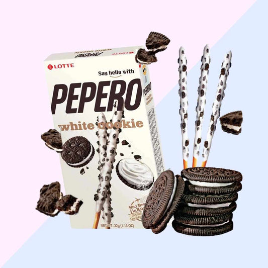 Pepero White Cookie – Biscuit coréen au chocolat blanc et éclats de cookie