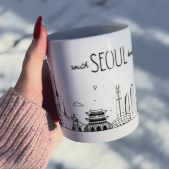 Mug pour les passionnés de la Corée du sud, qui montre les monuments de Séoul les plus connus.