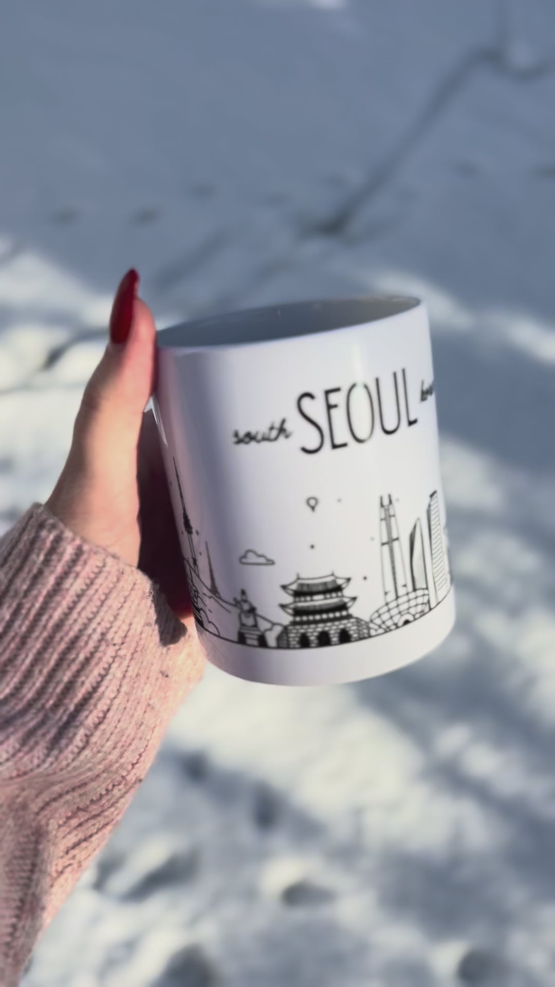 Mug pour les passionnés de la Corée du sud, qui montre les monuments de Séoul les plus connus.